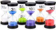 🕒 pack of 6 mosskic hourglass timers – vibrant multicolor sand timers for kids games, classroom, kitchen, home, and office decoration – 1/3/5/10/15/30 minutes variants logo