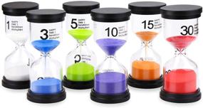 img 4 attached to 🕒 Pack of 6 Mosskic Hourglass Timers – Vibrant Multicolor Sand Timers for Kids Games, Classroom, Kitchen, Home, and Office Decoration – 1/3/5/10/15/30 Minutes Variants