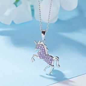 img 3 attached to 🦄 AONED Magical Unicorn Necklace: S925 Sterling Silver Jewelry Gift for Teen Girls – Birthstone Pendant Princess Necklaces for Daughter and Granddaughter