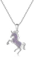 🦄 aoned magical unicorn necklace: s925 sterling silver jewelry gift for teen girls – birthstone pendant princess necklaces for daughter and granddaughter logo