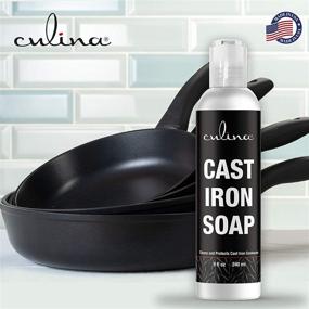 img 2 attached to 🍳 Culina All Natural Cast Iron Soap with Conditioning Oil, Stainless Scrubber, and Restoring Scrub - Ideal for Cleaning, Non-stick Cooking, and Restoring Cast Iron Cookware, Skillets, and Pans