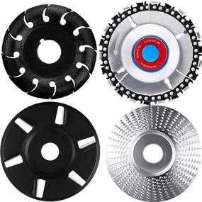 img 4 attached to 🪚 Wood Carving Discs Set - Angle Grinding Wheel with 12 Teeth, Wood Polishing Shaping Disc with 12 Teeth, Wood Turbo Carving Disc with 6 Teeth, and Grinder Chain Disc for Polishing Wheel Plate - 4 Pieces (Black and Silver)