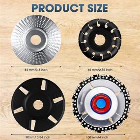 img 3 attached to 🪚 Wood Carving Discs Set - Angle Grinding Wheel with 12 Teeth, Wood Polishing Shaping Disc with 12 Teeth, Wood Turbo Carving Disc with 6 Teeth, and Grinder Chain Disc for Polishing Wheel Plate - 4 Pieces (Black and Silver)