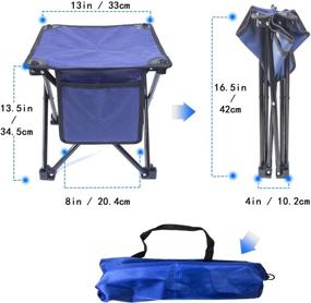 img 3 attached to 🪑 Portable Folding Camping Stool, Collapsible Rest Seat for Outdoor Activities - Hunting, Hiking, Fishing, Travel, Beach, Garden, BBQ | Metal Frame with 600D Oxford Cloth, Carry Bag Included | Blue