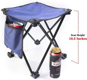 img 1 attached to 🪑 Portable Folding Camping Stool, Collapsible Rest Seat for Outdoor Activities - Hunting, Hiking, Fishing, Travel, Beach, Garden, BBQ | Metal Frame with 600D Oxford Cloth, Carry Bag Included | Blue