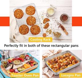 img 2 attached to Quality 9-Piece Stainless Steel Bakeware Set by P&P CHEF - Includes Toaster Oven Pan, Cooling Rack, 🔪 Lasagna Pan, Round Cake Pans, Muffin Pan, Loaf Pan, and Pizza Pan - Healthy, Durable, and Dishwasher Safe
