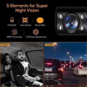 img 2 attached to 🚗 Blueskysea B2W 1080P Двойная видеокамера для вождения Dash Cam передняя и внутренняя камера HD с двойной линзой с ночным видением IR, 2'' экраном и картой памяти SD на 32 ГБ - идеально подходит для водителей Uber и Lyft.