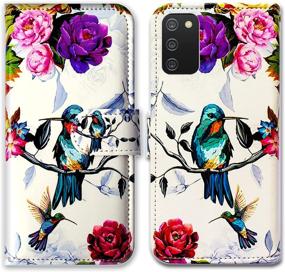 img 4 attached to Samsung Galaxy A02s Case - Hummingbird in Flowers Bird Leather Flip Phone Wallet Cover with Card Slot Holder and Kickstand by Bcov