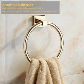 img 2 attached to 🤩 Gold Towel Ring - Stylish Brass Bathroom Hand Towel Holder, Wall Mount with Stunning Gold Plating