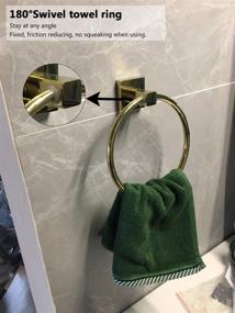 img 1 attached to 🤩 Gold Towel Ring - Stylish Brass Bathroom Hand Towel Holder, Wall Mount with Stunning Gold Plating