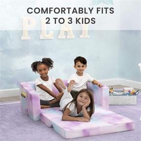 img 2 attached to 🛋️ Delta Children Cozee Flip-Out Sofa: Pink Tie Dye 2-in-1 Convertible Sofa and Lounger for Kids