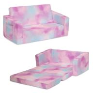 🛋️ delta children cozee flip-out sofa: pink tie dye 2-in-1 convertible sofa and lounger for kids logo
