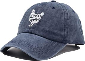 img 3 attached to 🐔 Vintage Distressed Denim Chicken Mama Hat: Adjustable Farm Hen Baseball Cap!