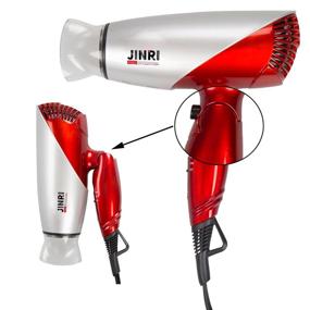 img 4 attached to 💇 JINRI 1875W Travel Hair Dryer - Rose Gold, Dual Voltage Blow Dryer with Foldable Handle, Lightweight & Compact Design, Negative Ionic Technology, Folding Hair Dryer