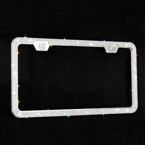 img 2 attached to ✨ Indeedbuy Sparkle Crystal Bling Car Thin Border License Plate Frame: Luxury Handmade Waterproof Glitter Rhinestone Stainless Steel Licence Plate Front & Back