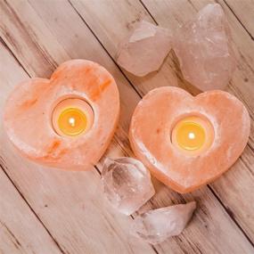 img 3 attached to 💖 Himalayan Glow 3051 Natural Pink Heart Shape Tealight Candle Holder - 100% Pure Crystal Salt Night Light & Decorative Light, 3 Inches - Perfect Valentine's Day Gift, Orange