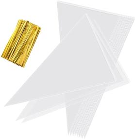 img 4 attached to 🎁 Whaline Clear Cone Bags with 100 Gold Twist Ties - Perfect for Holiday Weddings and Parties - 11.8 by 6.3 Inch (100 Pieces)