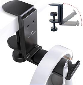 img 2 attached to 🎧 APPHOME [Newest] Foldable Aluminum Headphone Stand Hanger with Cable Organizer - Space-saving Desk Clamp Design for Universal Fit PC Gaming Headsets