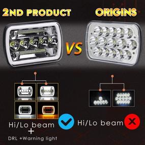 img 2 attached to 🔦 Enhanced Visibility: 2PCS 5x7 7x6 Inch LED Headlights with Amber/White DRL Halo Angel Eyes - For Jeep Wrangler YJ, Cherokee XJ, and Trucks - H6054 H5054 H6054LL (2pcs)