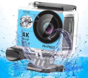 img 1 attached to 📷 AKASO EK7000BL 4K Wi-Fi Sports Action Camera Ultra HD Waterproof DV Camcorder 12MP 170 Degree Wide Angle LCD Screen/Remote, Royal Blue