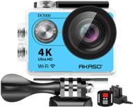 📷 akaso ek7000bl 4k wi-fi sports action camera ultra hd waterproof dv camcorder 12mp 170 degree wide angle lcd screen/remote, royal blue logo