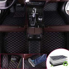 img 4 attached to Custom Car Floor Mats For Infiniti FX Series FX35 FX45 2004-2008 Full Surrounded Waterproof Anti-Slip All Weather Protection Leather Material Car Mat Carpet Liners Black