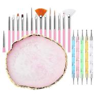💅 complete nail art kit: 20-piece nail brushes set with nail palette for manicure design, natural nail tips, and polish supplies logo