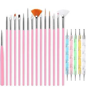 img 3 attached to 💅 Complete Nail Art Kit: 20-Piece Nail Brushes Set with Nail Palette for Manicure Design, Natural Nail Tips, and Polish Supplies