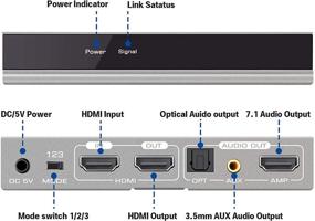 img 2 attached to 🔌 HDMI аудио экстрактор 4K 60 Гц - Tensun 7.1 CH HDMI 2.0 адаптер-сплиттер: Atoms + оптический Toslink SPDIF + 3.5 мм стерео аудио | 18 Гбит / с HDR | совместим с PS4 / PS5 / Xbox / ПК / Blu-ray Player.