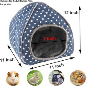 img 3 attached to MRTIOO Stars Pattern Large Guinea Pig Cave House Bed - Ideal for Rabbits, Squirrels, Chinchillas, Hamsters, Hedgehogs - Small Animal Cage Warm Supplies - Machine Washable