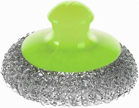 img 2 attached to 🧽 Green Stainless Steel Dish Scrubber Set - Handle Scouring Pad - Pack of 4 - Versatile Metal Pan Sponge for Kitchen