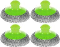 🧽 green stainless steel dish scrubber set - handle scouring pad - pack of 4 - versatile metal pan sponge for kitchen logo