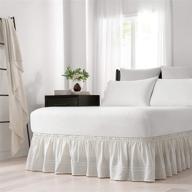 🛏️ effortless fit: baratta elastic wrap around bed skirt - easy on/off dust ruffle for queen/king beds (18-inch drop) in ivory logo
