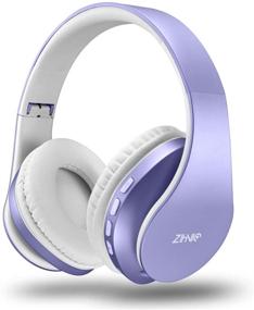 img 4 attached to 🎧 Наушники Zihnic Over-Ear Bluetooth - Складные беспроводные/проводные стерео наушники с Micro SD/TF и FM для мобильного телефона, ПК - Мягкие амбушюры и легкий вес, обеспечивающие длительный комфорт при ношении (фиолетовые)