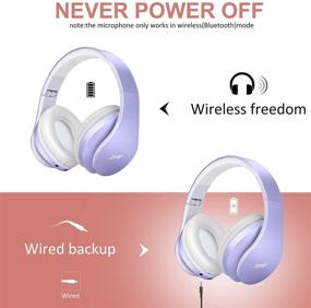 img 1 attached to 🎧 Наушники Zihnic Over-Ear Bluetooth - Складные беспроводные/проводные стерео наушники с Micro SD/TF и FM для мобильного телефона, ПК - Мягкие амбушюры и легкий вес, обеспечивающие длительный комфорт при ношении (фиолетовые)