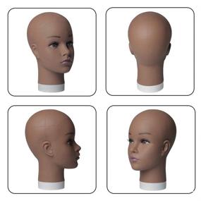 img 2 attached to 🎭 Jiayi 20" Afro Wig Doll Head - Professional Cosmetology Mannequin Head for Wig Making and Display, Chocolate Manikin Model Doll Head with Eyeglasses