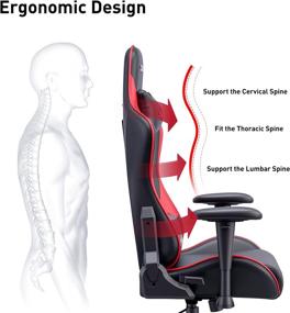 img 2 attached to 🔴 Hbada Gaming Ergonomic Racing High-Back Computer Chair with Height Adjustable Headrest and Lumbar Support - E-Sports Swivel Chair in Red and Black, Dimensions: 21.65" D x 27.55" W x 50.39" H