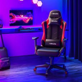 img 3 attached to 🔴 Hbada Gaming Ergonomic Racing High-Back Computer Chair with Height Adjustable Headrest and Lumbar Support - E-Sports Swivel Chair in Red and Black, Dimensions: 21.65" D x 27.55" W x 50.39" H