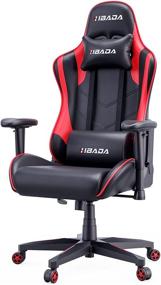 img 4 attached to 🔴 Hbada Gaming Ergonomic Racing High-Back Computer Chair with Height Adjustable Headrest and Lumbar Support - E-Sports Swivel Chair in Red and Black, Dimensions: 21.65" D x 27.55" W x 50.39" H