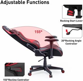 img 1 attached to 🔴 Hbada Gaming Ergonomic Racing High-Back Computer Chair with Height Adjustable Headrest and Lumbar Support - E-Sports Swivel Chair in Red and Black, Dimensions: 21.65" D x 27.55" W x 50.39" H