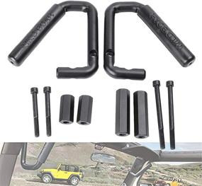 img 1 attached to 🚀 Enhance Your Jeep Wrangler's Style and Functionality with a Set of 2 Black Textured Front Grab Bars – Compatible with 2007-2017 Jeep Wrangler JK JKU Car