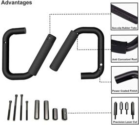 img 4 attached to 🚀 Enhance Your Jeep Wrangler's Style and Functionality with a Set of 2 Black Textured Front Grab Bars – Compatible with 2007-2017 Jeep Wrangler JK JKU Car