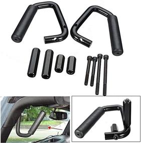 img 3 attached to 🚀 Enhance Your Jeep Wrangler's Style and Functionality with a Set of 2 Black Textured Front Grab Bars – Compatible with 2007-2017 Jeep Wrangler JK JKU Car