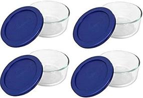 img 4 attached to 🔵 Pack of 4 Pyrex Blue Storage 2 Cup Round Dish Containers with Clear Lids