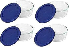 img 3 attached to 🔵 Pack of 4 Pyrex Blue Storage 2 Cup Round Dish Containers with Clear Lids