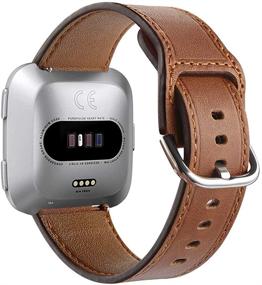 img 4 attached to 👟 GHIJKL Genuine Leather Bands: Stylish Replacement Straps for Fitbit Versa Series