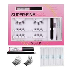 img 4 attached to DIY Eyelash Extension Kit by CALAILIS - Faux Mink Individual Cluster Lashes, Natural Looking, Super Thin Glue-based Band, Includes 48-Hour Cluster Lash Glue, Tweezers, and Cotton Swab Glue Remover - 03 Kit