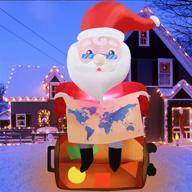 🎅 santa tour christmas inflatable decorations - 6.3ft santa travels worldwide with map & suitcase. enhancing cross-border air travel outdoor decor with built-in led light, stakes, and ropes. blow up for festive ambiance! логотип