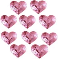 💖 ximkee 10-pack pink shiny heart sequin iron-on applique embroidered patches logo