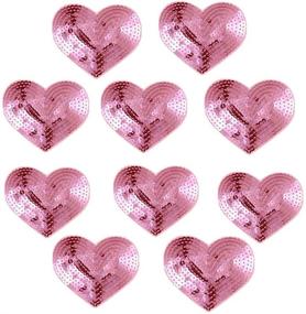 img 4 attached to 💖 Ximkee 10-Pack Pink Shiny Heart Sequin Iron-on Applique Embroidered Patches